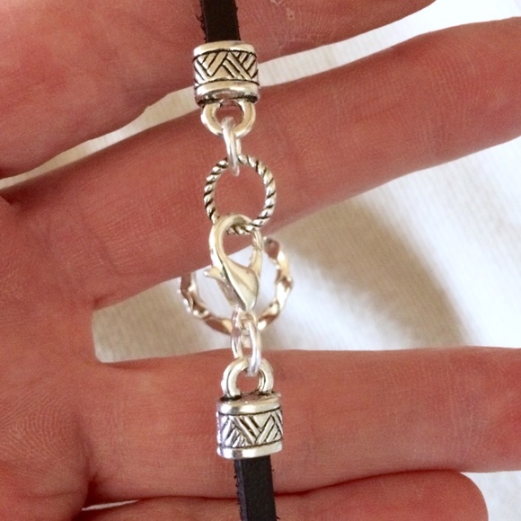 Leather silver bracelet, choker - Picture 2 of 3